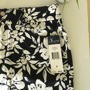 CHAPS Black and White Floral Skirt